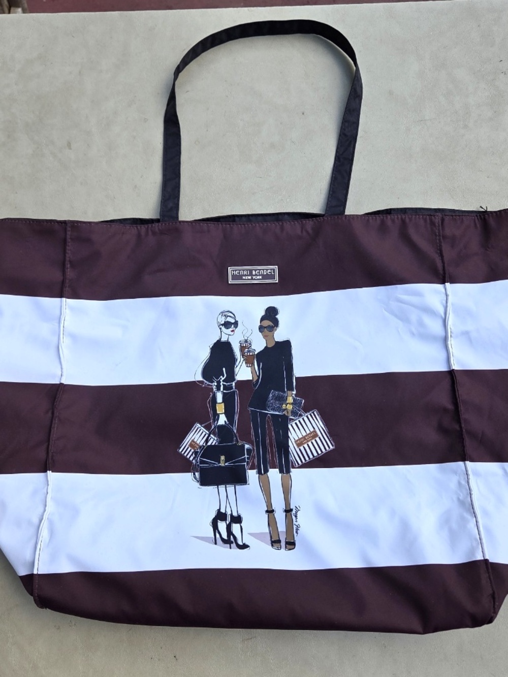 Henri Bendel Tote Set Packable Reversible Tote & Cosmetic Bag NWT Collectible HB